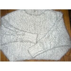 Ecote Urban Outfitters White Eyelash Knit Fuzzy Pullover Sweater Womens Small